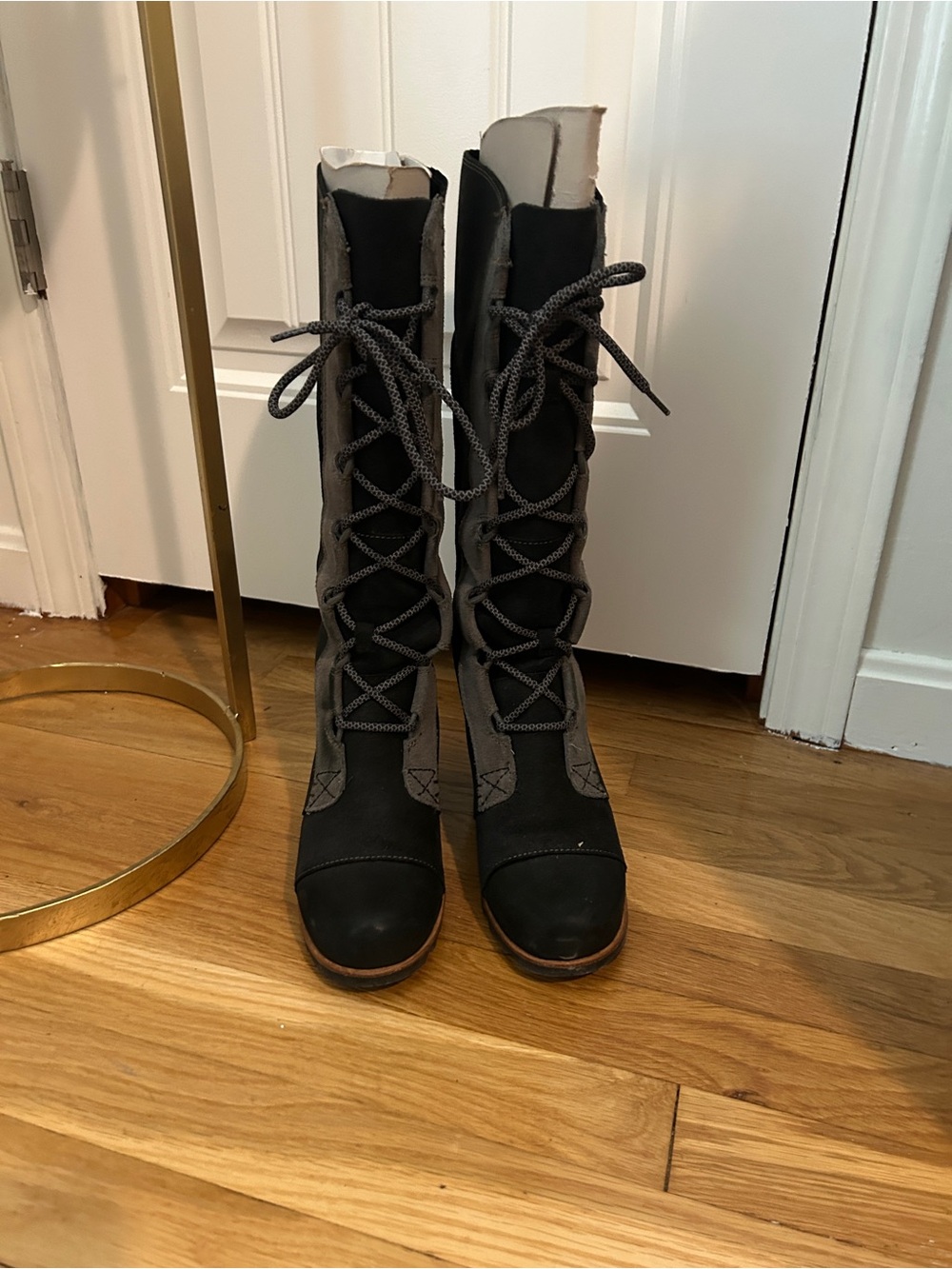 Sorel Women's Black and Gray Lace-Up Tall Boots